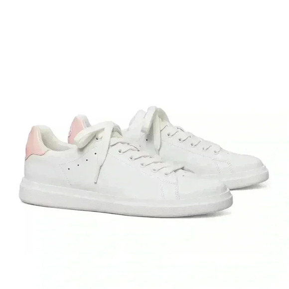 Tory Burch Howell Court Sneaker Titanium White/Petunia (pink) NWOT size 9 - Picture 1 of 7